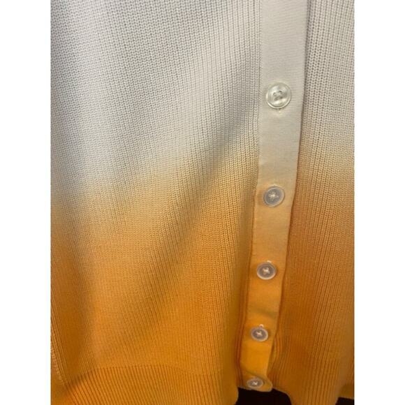 Talbots Womens Pink Orange Dip Dye Ombre Lyocell Button Front Cardigan Sweater M - Picture 6 of 6